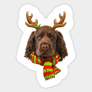 Merry Xmas Sussex Spaniel Dog Christmas Dog Lover Sticker